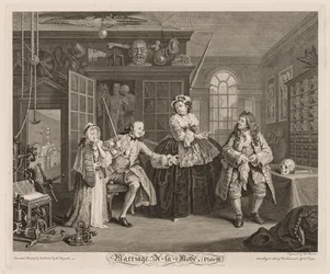Marriage à la Mode: Die Szene mit dem Quacksalber, 1745