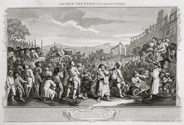 Der faule Lehrling wird in Tyburn hingerichtet, Platte XI von 