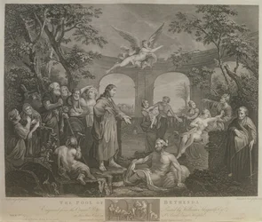 Der Teich von Bethesda, graviert von J.M. Delatre und Simon Francis Ravenet, veröffentlicht von John Boydell, 1772