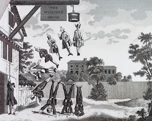 Das Wiegehaus. (absolute Schwerkraft) von William Hogarth