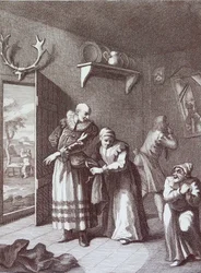 Der Pfarrer und der Barbier verkleiden sich, um Don Quijote zu fangen