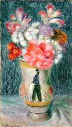 Blumen in einer Quimper-Vase