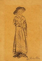 Frau mit breitkrempigem Hut