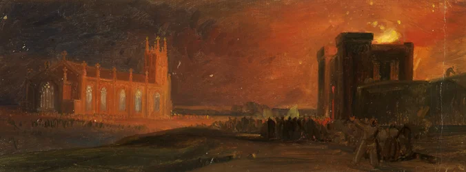 Bristol-Unruhen: Das Gefängnis brennt und St. Pauls, Bedminster, ca. 1831