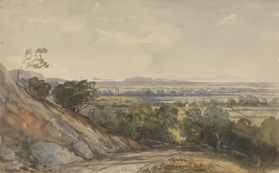 Cleeve, Somerset, mit der Bridgewater Bay in der Ferne