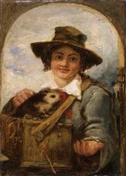 Italienischer Junge mit einem Meerschweinchen