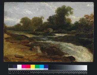 Flusslandschaft mit einem Angler, 1842
