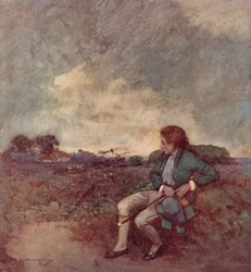 Illustration für The Deserted Village von Oliver Goldsmith (Farblithografie)
