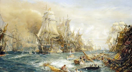 Die Schlacht von Trafalgar, um 14:30 Uhr am 21. Oktober