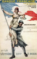 Französische Bank für Handel und Industrie. Plakat für die nationale Anleihe: „Zeichnet die Befreiungsanleihe, und der Sieg ist unser“