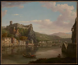 Blick auf die Saône und das Château Pierre-Scize (Lyon, Frankreich)