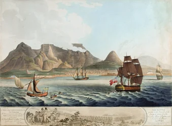 Ansicht des Kaps der Guten Hoffnung...Die Schlacht vor der Kapitulation...8. Januar 1806