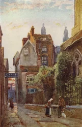 Alte Häuser in der Nähe der St Edwards Kirche und St Edwards Passage