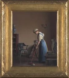 Mädchen beim Fegen, ca. 1912