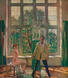 Selbstporträt mit Modell, ca. 1905, ca. 1932