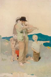 Der Geiger, Studie für die zentrale Gruppe in der Hochzeit am Wegesrand, ca. 1923