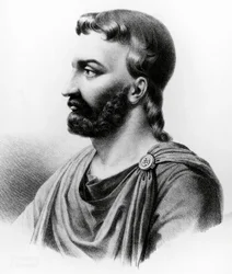 Porträt von Aulus Cornelius Celsus, lateinischer Schriftsteller, römischer Enzyklopädist und Arzt, Gravur aus dem 19. Jahrhundert