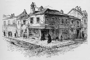 Old Pye Street und die Armenschule, um 1897
