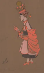 Rote Königin Kostümentwurf für Alice im Wunderland, 1915