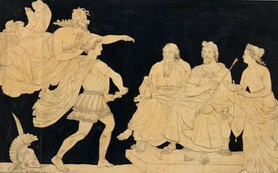 Achilles von Minerva zurückgehalten, um nicht auf Agamemnon loszustürmen