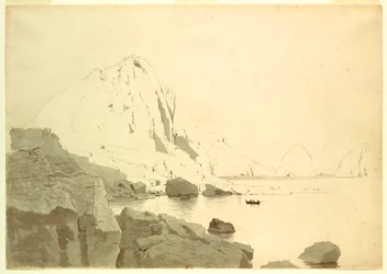 Ansicht von Capri, Italien, mit der Südküste und den Faraglione, ca. 1865