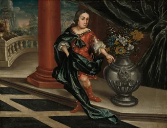 Junger Mann auf einer Terrasse, um 1730