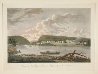Ansicht des Water Gap und der Columbian Glassworks, Fluss Delaware