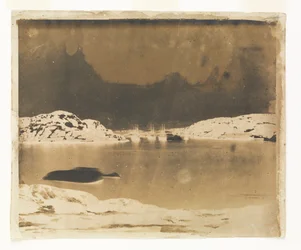 Ein Blick über eine Bucht auf die Franklin-Suchschiffe unter dem Kommando von Kapitän Belcher