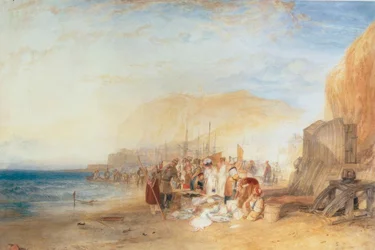 Hastings: Fischmarkt am Strand, früher Morgen