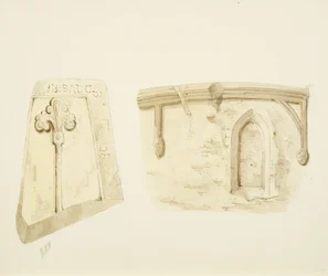 Teil eines Grabes und Überreste eines Fensters in der St. James