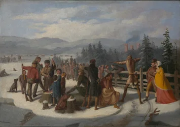 Szenen aus den Pionieren von Cooper, Deerslayer beim Schießwettbewerb