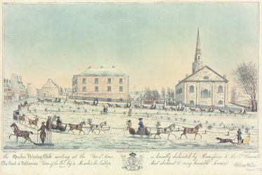 Das Treffen des Quebec Driving Club auf dem Place d’Armes, graviert von J. Smillie Jr., 1826
