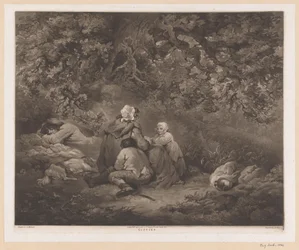 Rastende Familie im Wald