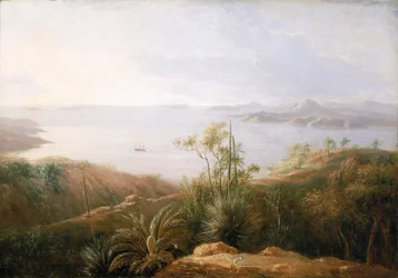 Eine Bucht an der Südküste von New Holland (Australien), Januar 1802, während der Expedition von Matthew Flinders (1774-1814) auf der Investigator zwischen 1801 und 1803, um die südlichen Länder zu kartieren, der Maler war Teil der Expedition