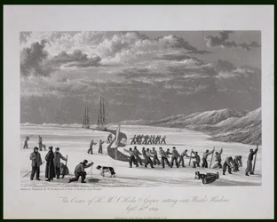 Die Besatzungen der H.M.S. Hecla und Griper schneiden in den Winterhafen, 26. September 1819, aus 