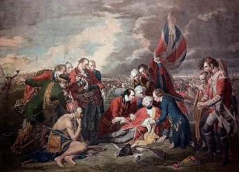 Der Tod von General James Wolfe (1727-1759) in der Schlacht von Quebec City im Siebenjährigen Krieg am 13. September
