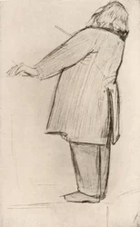 Johannes Brahms (1833-1897) deutscher Komponist, dirigierend (Zeichnung)