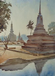 870 Sonnenaufgang, Wat Mahartat, Sukhotai
