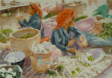 938 Nampan Markt, warten auf Kunden