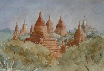 Bagan-Sonnenaufgang, in Richtung Ananda