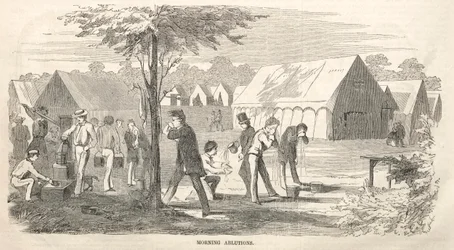 Camp Meeting Skizzen: Morgentoilette, 1858