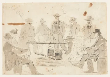 Lagerfeuer mit Soldaten