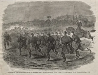 Angriff des Ersten Massachusetts-Regiments auf eine Rebellengewehrgrube bei Yorktown