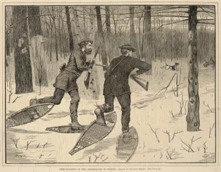 Hirschjagd in den Adirondacks im Winter, aus Every Saturday, A Journal of Choice Reading, 21. Januar 1871