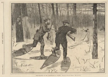 Hirschjagd in den Adirondacks im Winter, aus Every Saturday, 21. Januar 1871