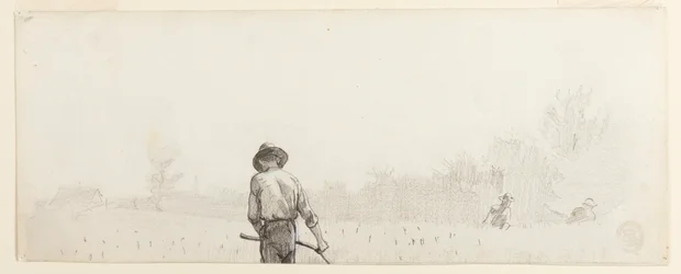 Zeichnung, Mann mit einer Sense, ca. 1865