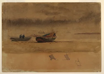 Zeichnung, Heckansicht von zwei Ruderbooten, England, 1881-82