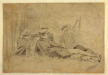 Zeichnung, Studie für "Die Angelgesellschaft", ca. 1869