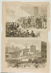Vertreibung Schwarzer Menschen und Abolitionisten aus dem Tremont Temple in Boston, Massachusetts, am 3. Dezember 1860
