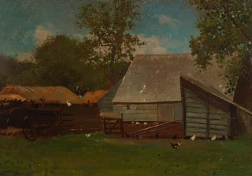 Bauernhof mit Enten und Hühnern